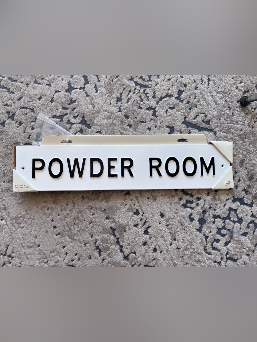 Hearth & Hand White Powder Room Sign with Black Letters